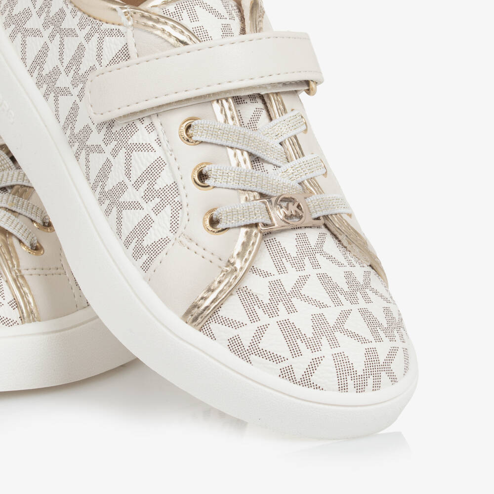 Michael Kors Kids-Girls Elegant Ivory Gold Sneakers | Childrensalon Outlet