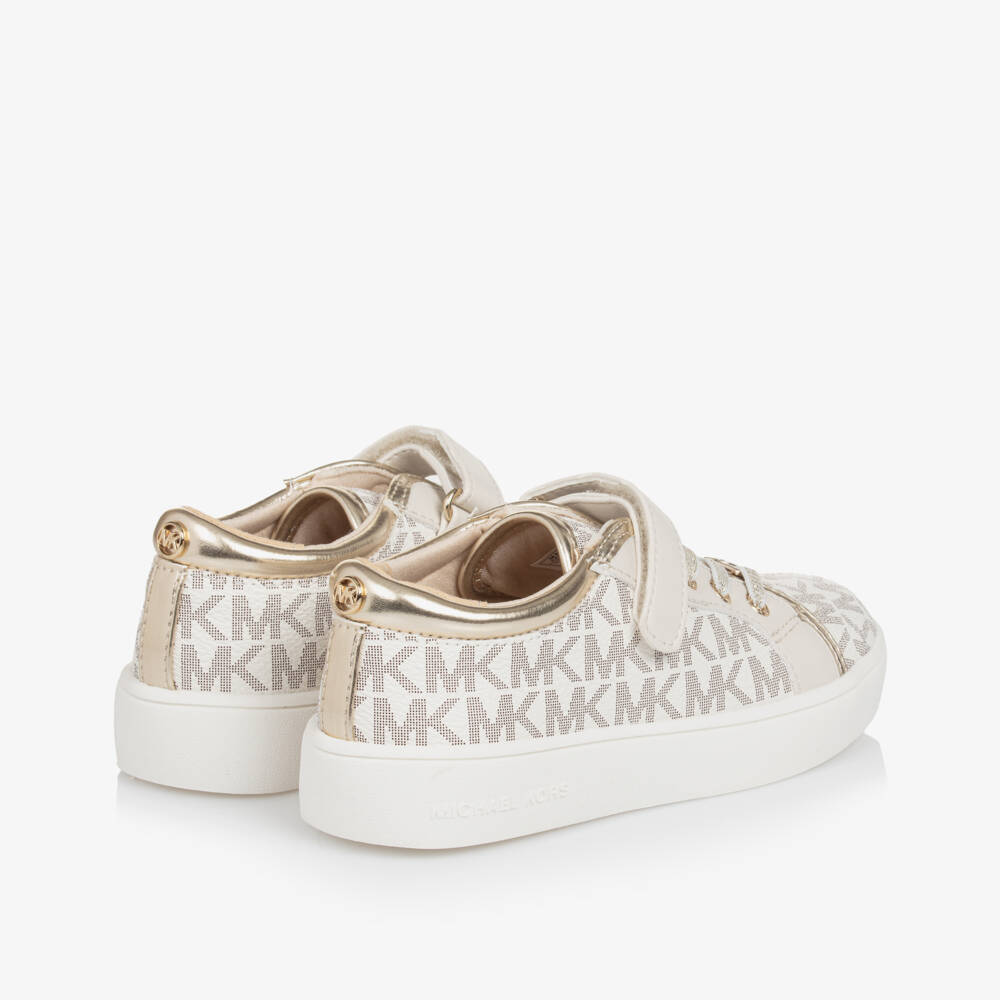 Michael Kors Kids-Girls Elegant Ivory Gold Sneakers | Childrensalon Outlet