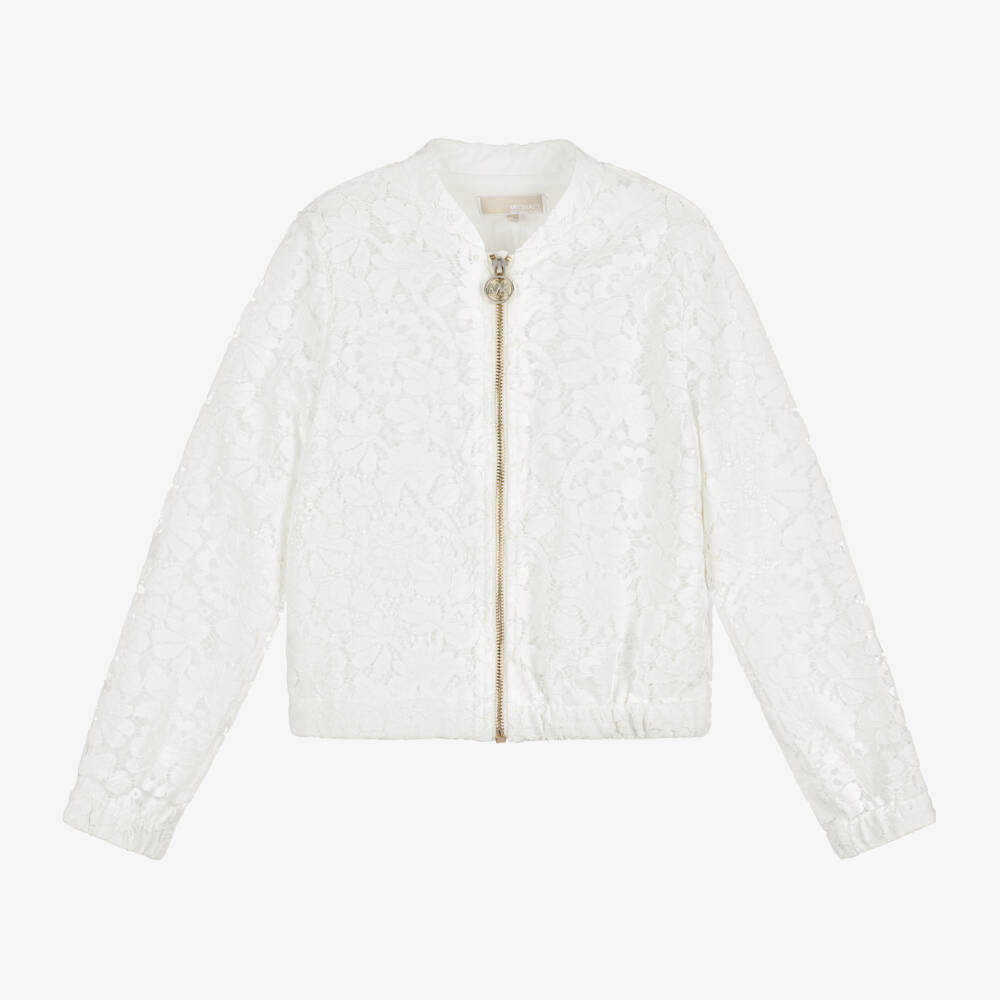 Michael Kors Kids-Girls Elegant Ivory Lace Jacket | Childrensalon Outlet