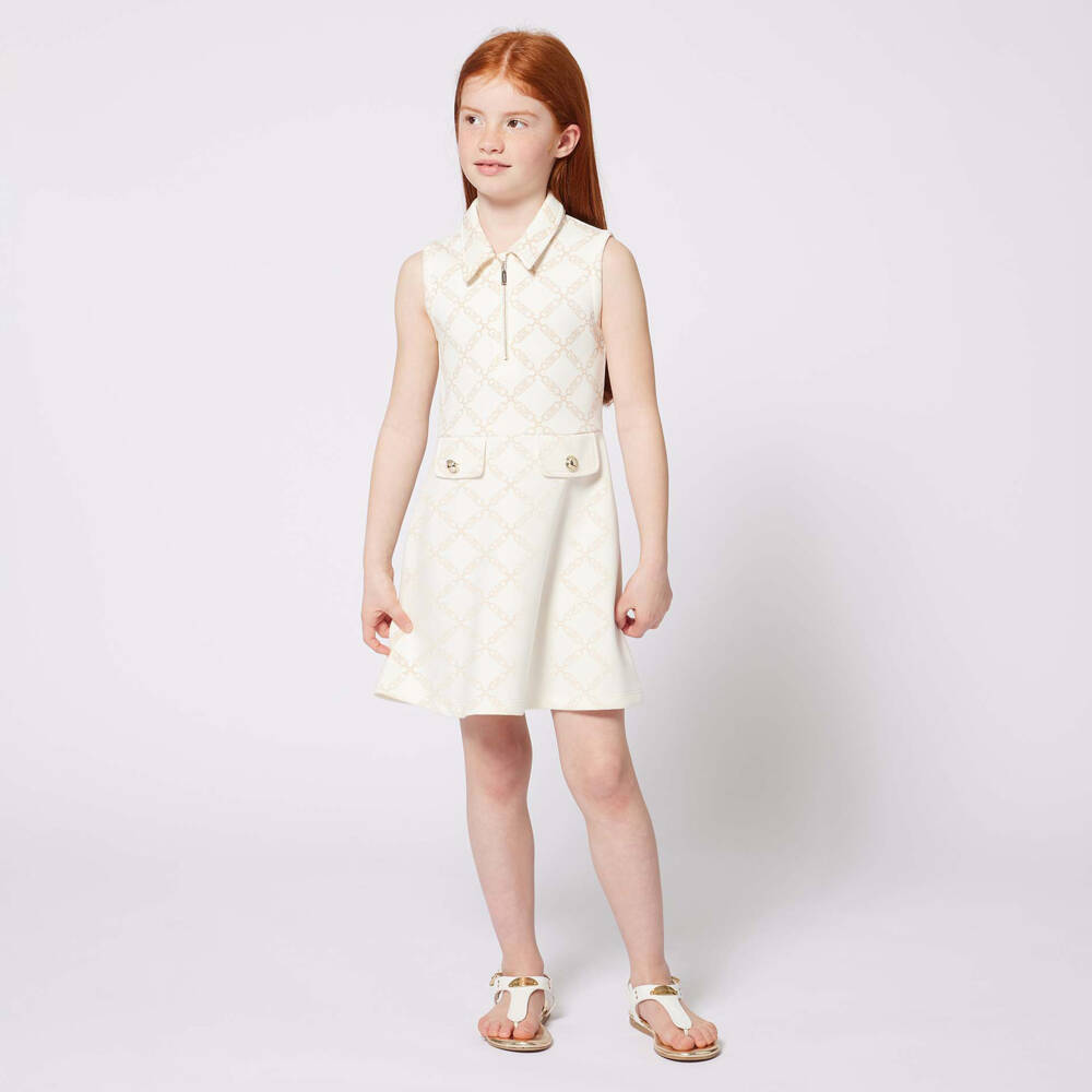 Michael Kors Kids-Girls Elegant Ivory Sleeveless Dress | Childrensalon Outlet