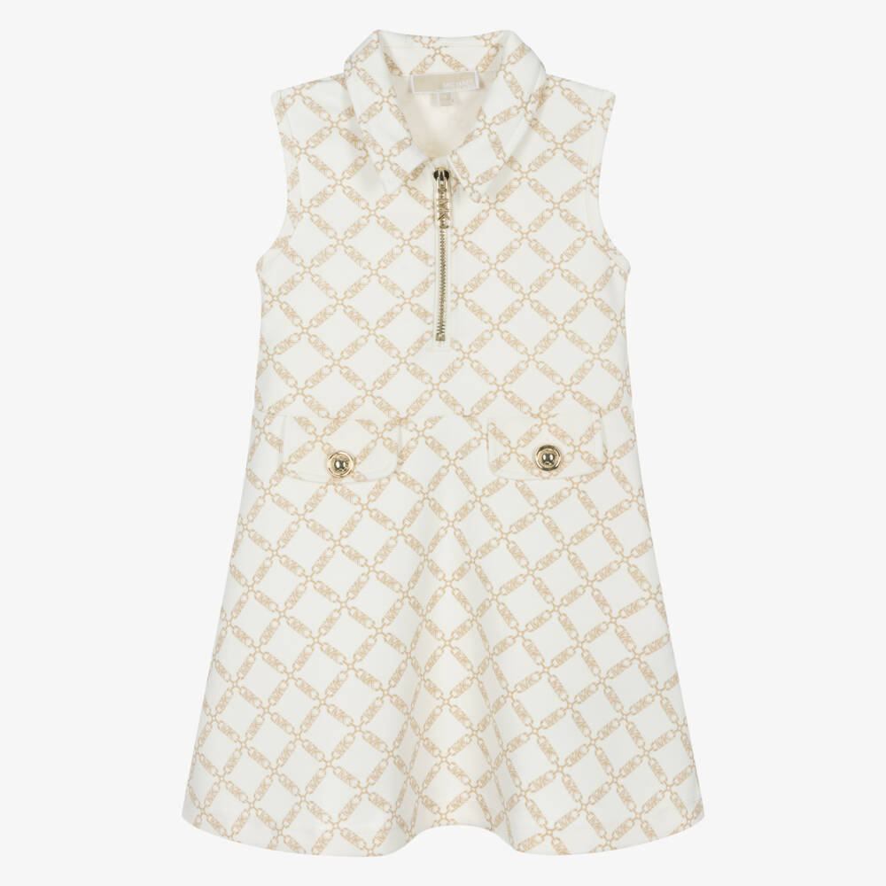 Michael Kors Kids-فستان عاجي أنيق بلا أكمام للبنات | Childrensalon Outlet