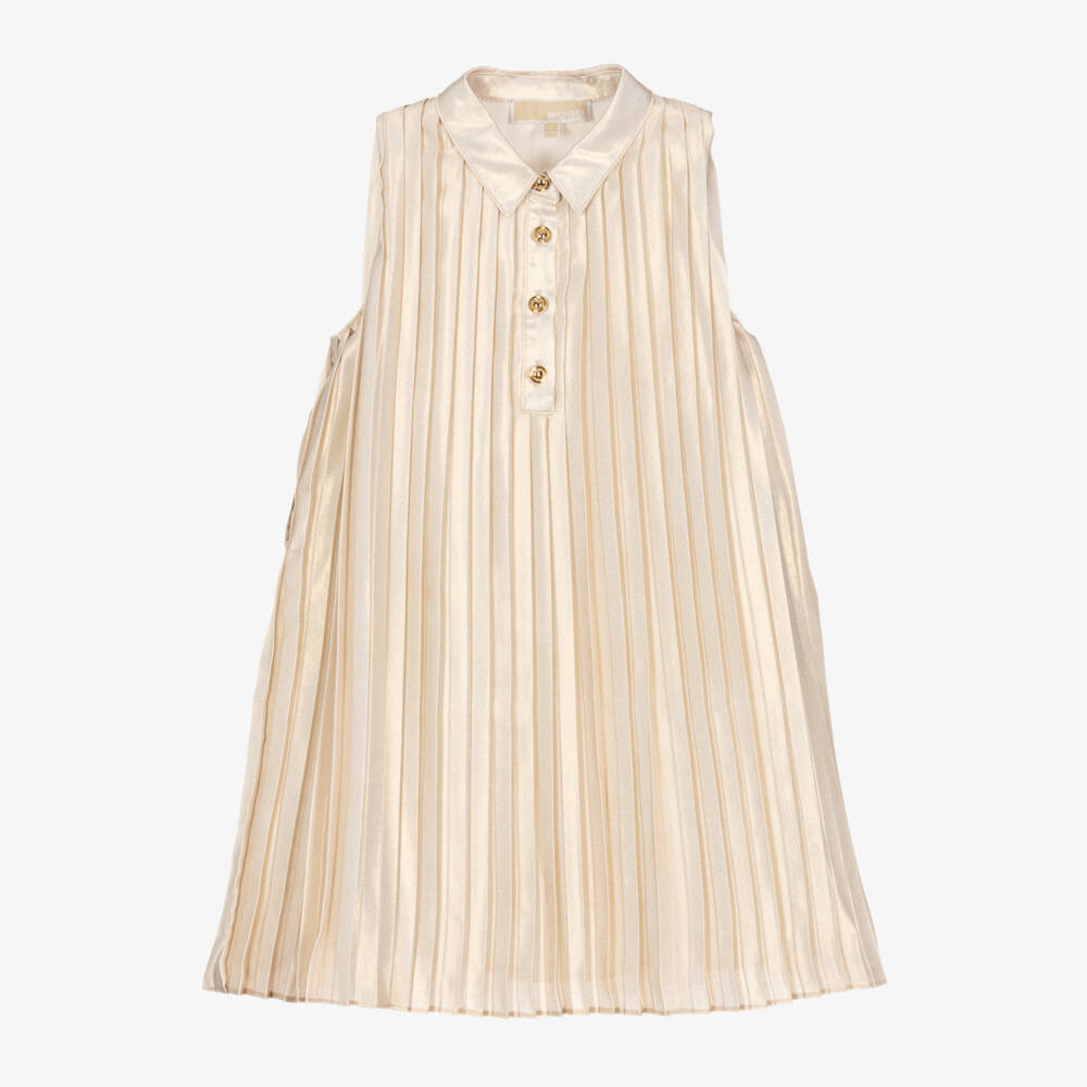 Michael Kors Kids-Girls Gleaming Belted Pleat Dress | Childrensalon Outlet