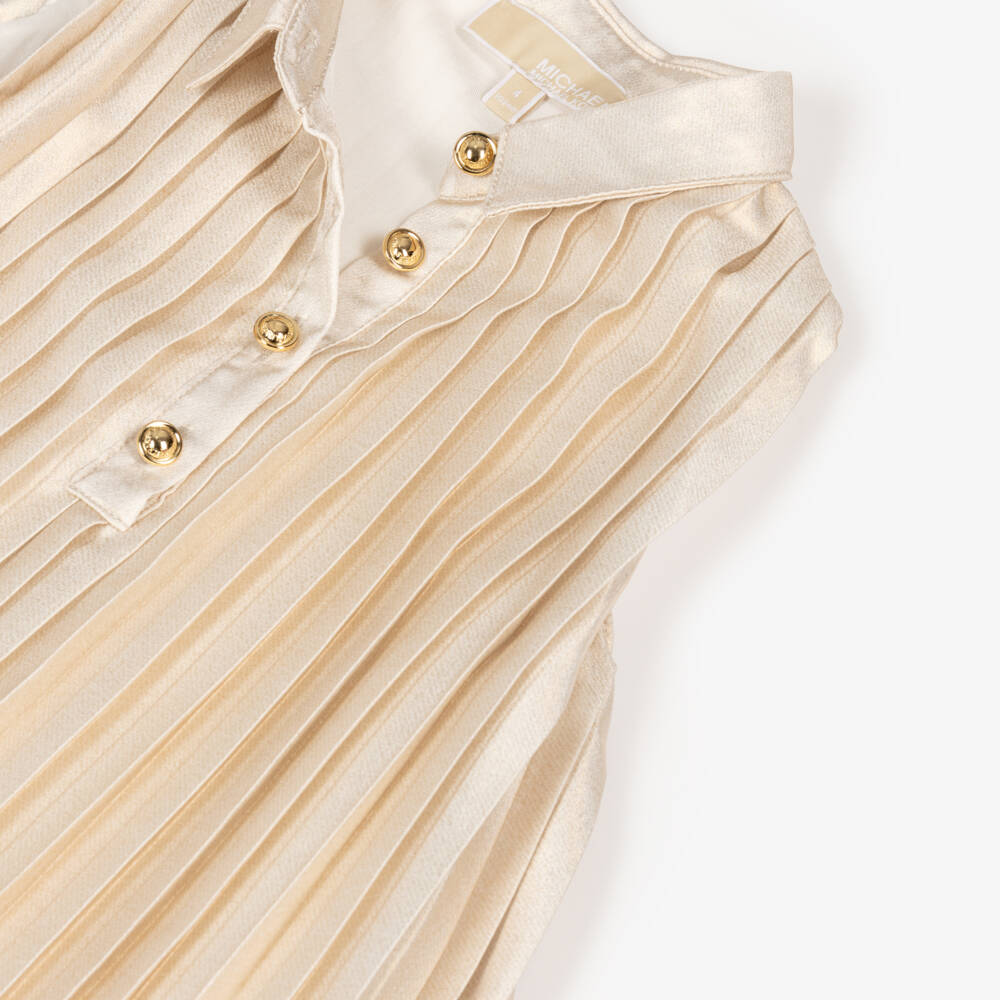 Michael Kors Kids-Girls Gleaming Belted Pleat Dress | Childrensalon Outlet