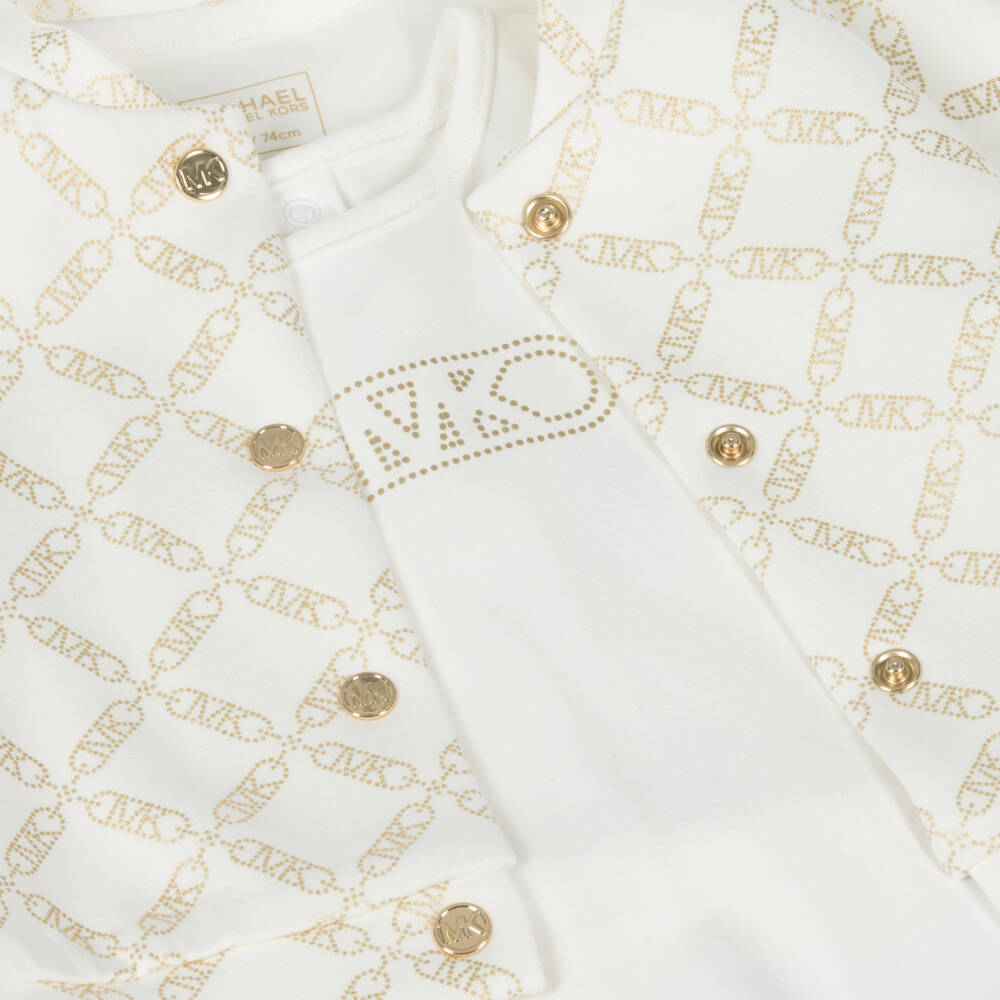 Michael Kors Kids-Girls Gleaming Ivory & Gold Skirt Ensemble | Childrensalon Outlet