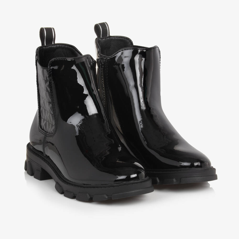 Michael Kors Kids-Girls Glossy Black Chelsea Boots | Childrensalon Outlet