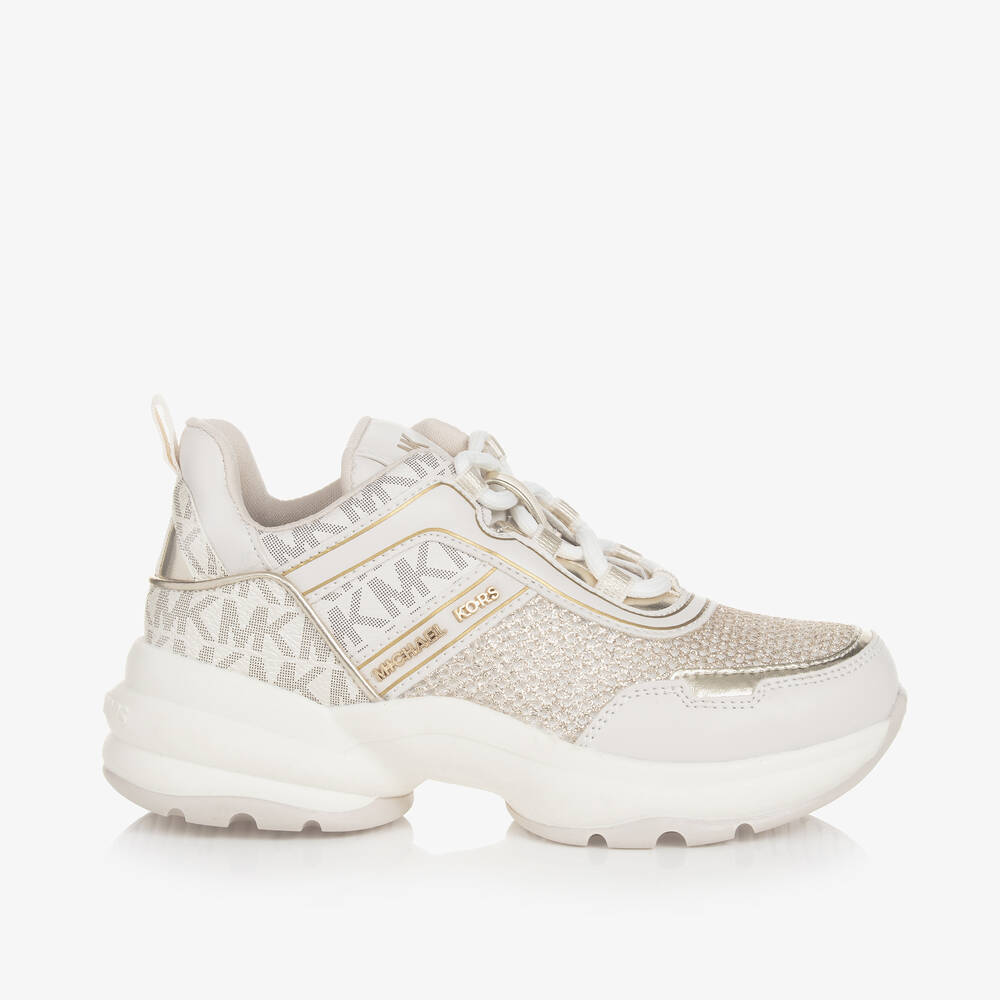 Michael Kors Kids-Girls Gold Chunky Faux Leather Trainers | Childrensalon Outlet