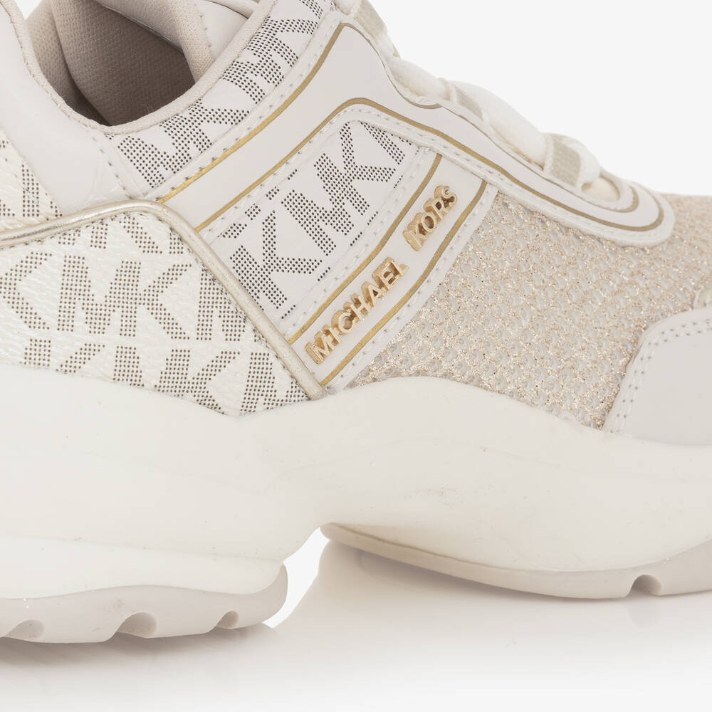 Michael Kors Kids Girls Gold Chunky Faux Leather Trainers Childrensalon Outlet