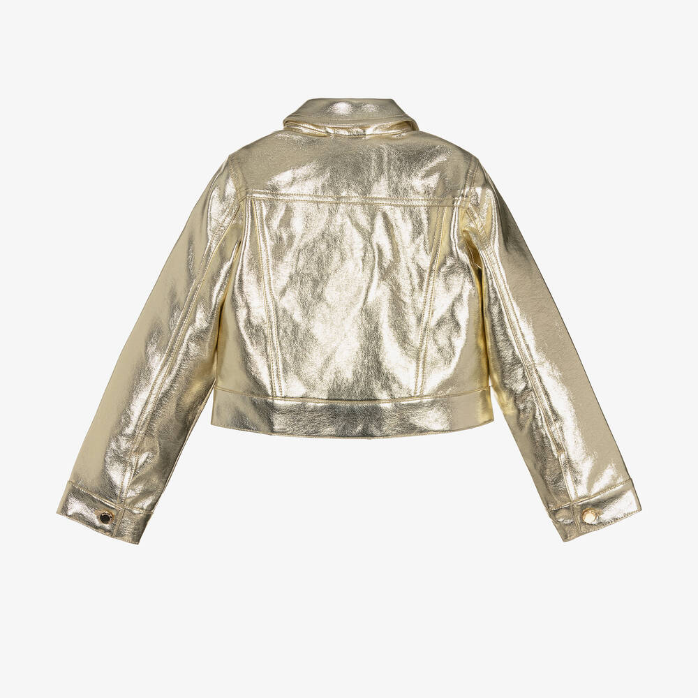 Michael Kors Kids-Girls Gold Faux Leather Jacket | Childrensalon Outlet