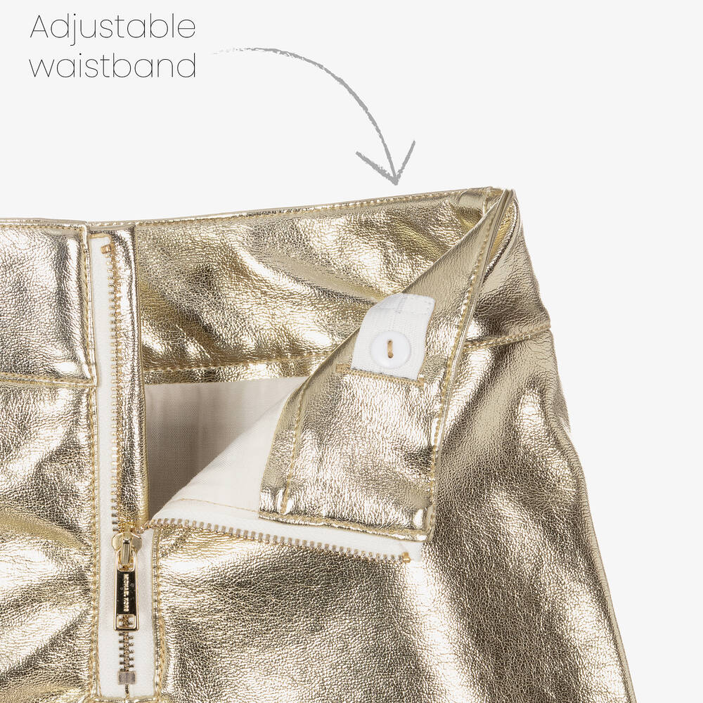 Michael Kors Kids - Girls Gold Faux Leather Skirt