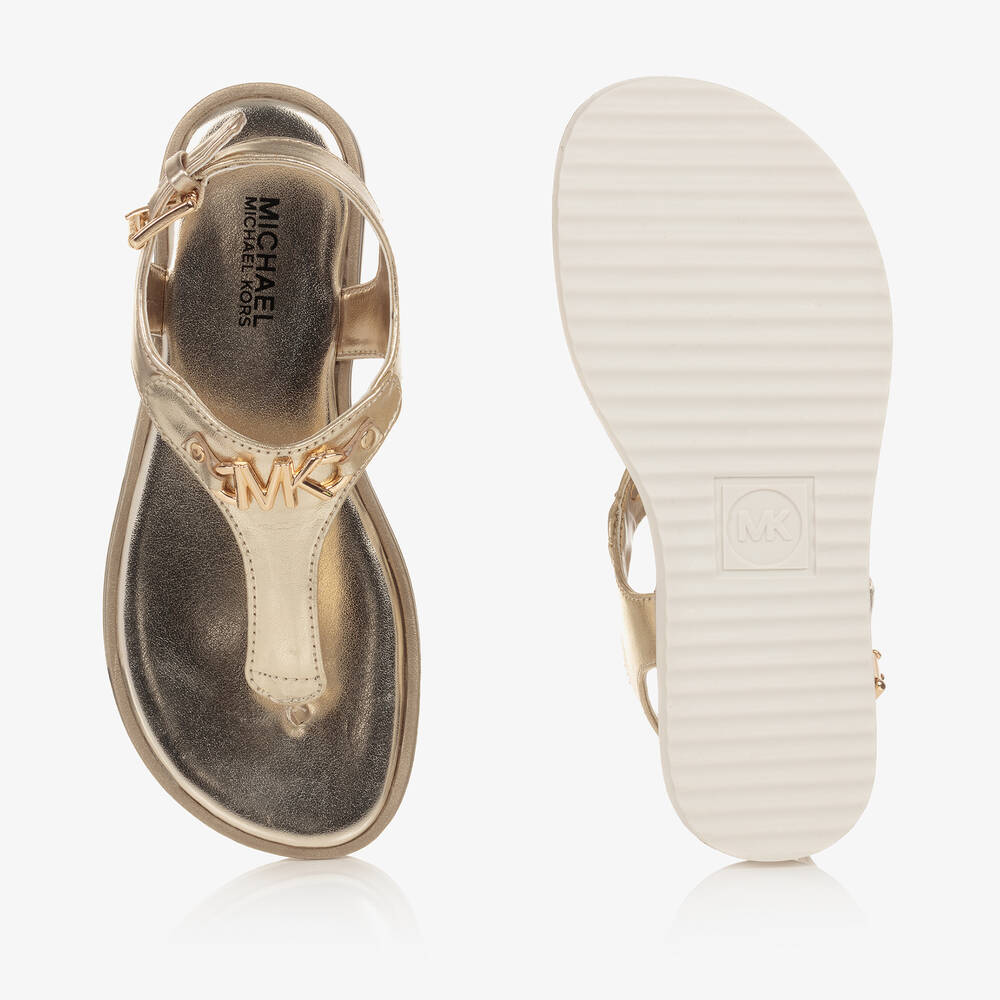 Michael Kors Kids Girls Gold Logo Sandals