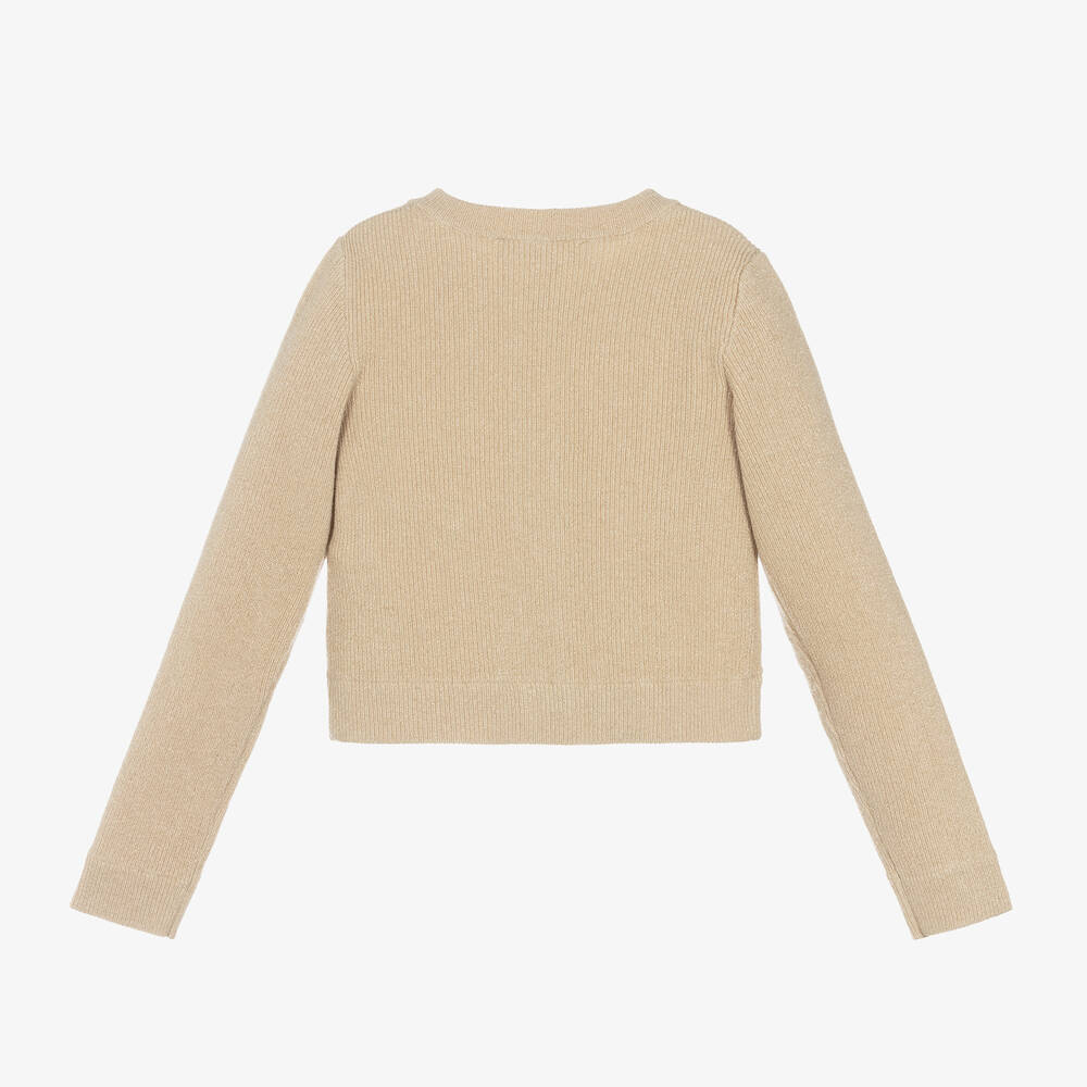 Michael Kors Kids Girls Gold Ribbed Knit Viscose Cardigan
