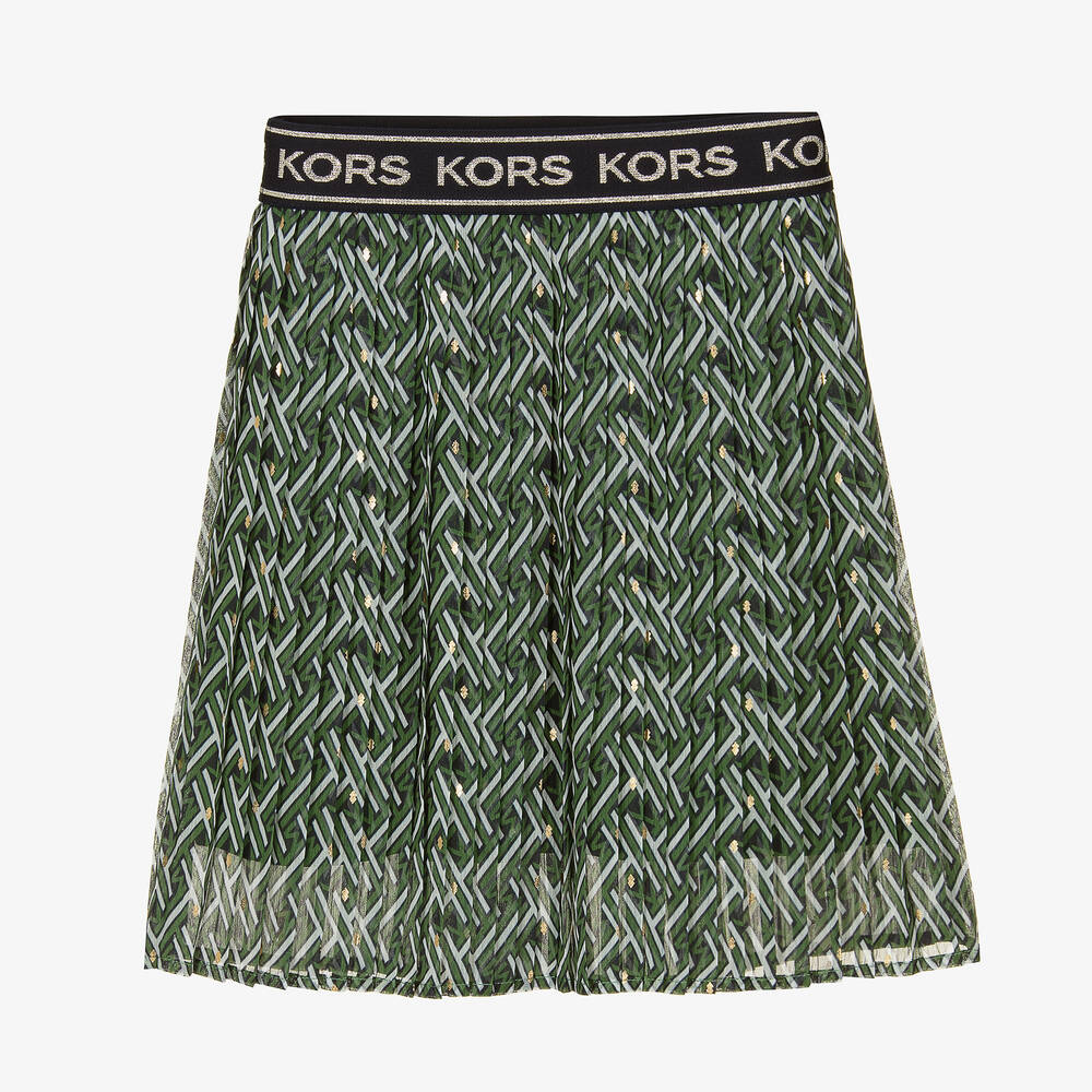 Michael Kors Kids - Girls Green Pleated Chiffon Skirt | Childrensalon