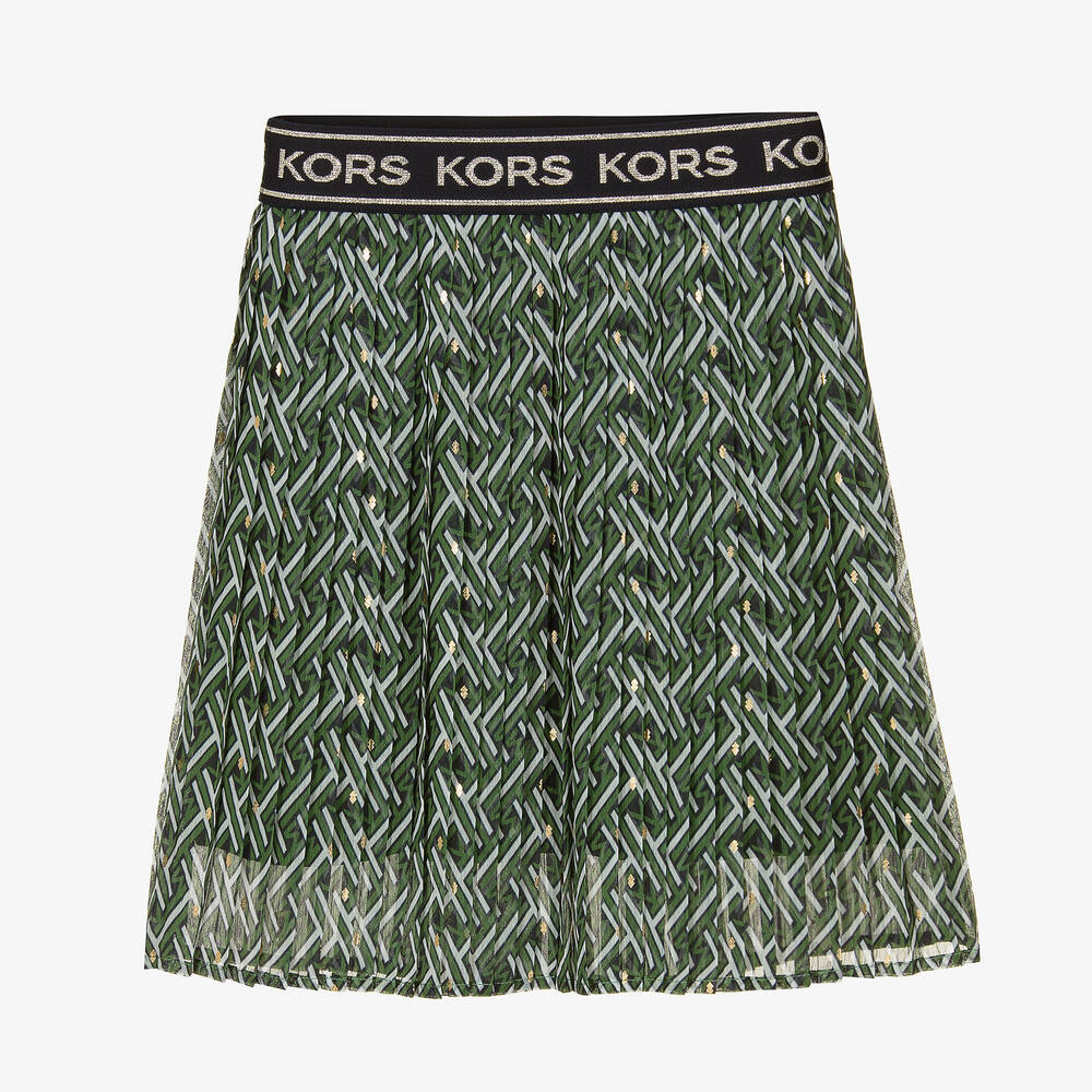 Michael Kors Kids-Зеленая плиссированная юбка из шифона | Childrensalon Outlet