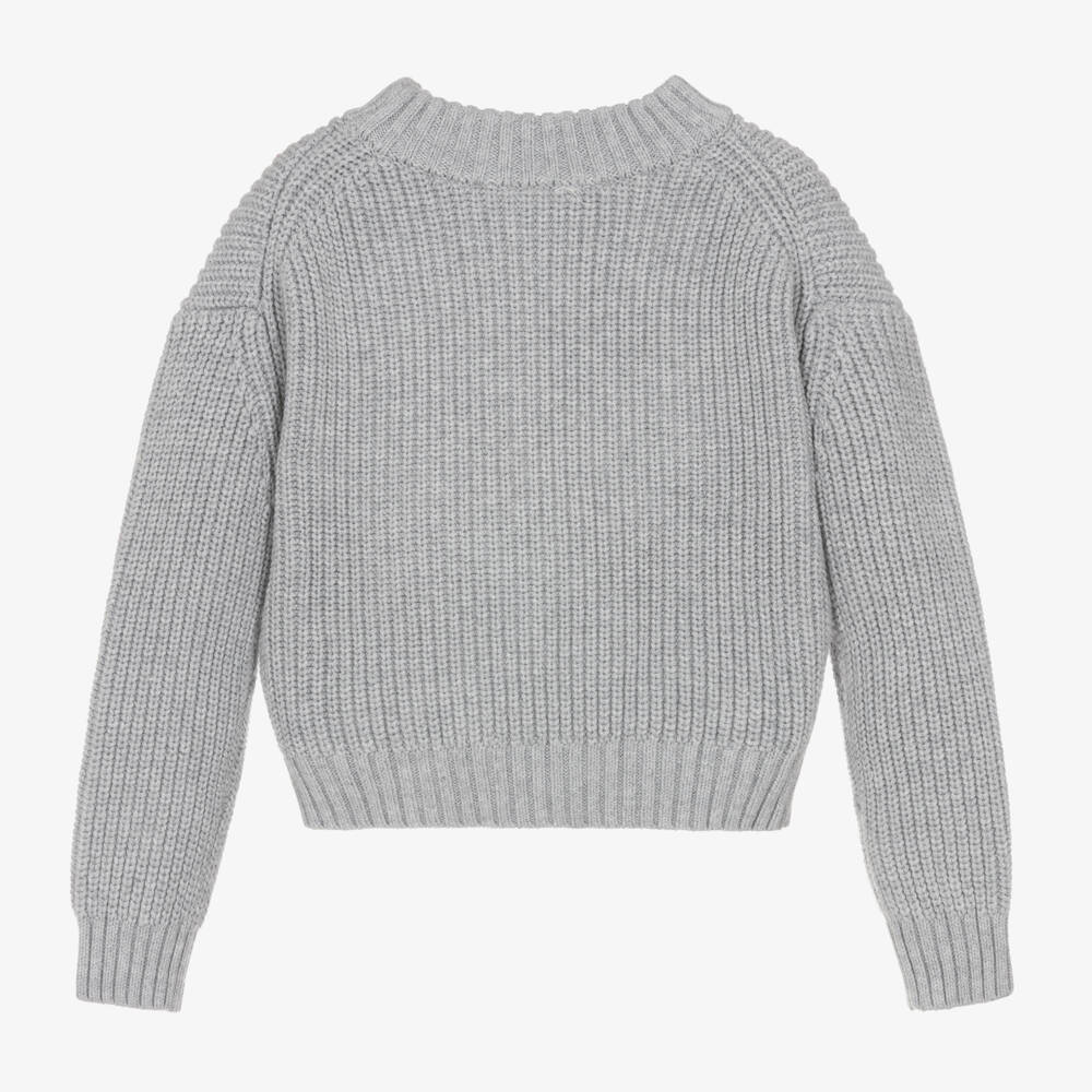Michael Kors Kids-Girls Grey Diamanté Knit Jumper | Childrensalon Outlet