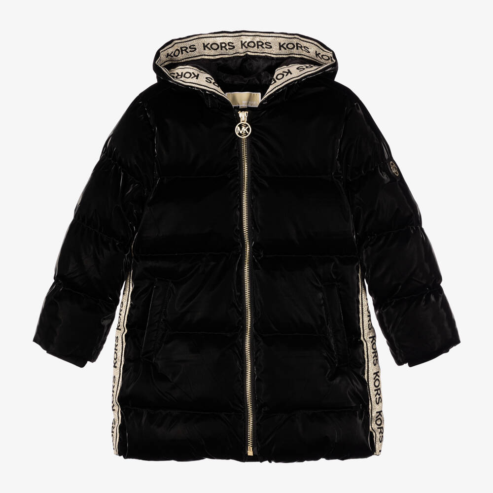 Michael Kors Kids-معطف بهودي بافر لون أسود للبنات | Childrensalon Outlet