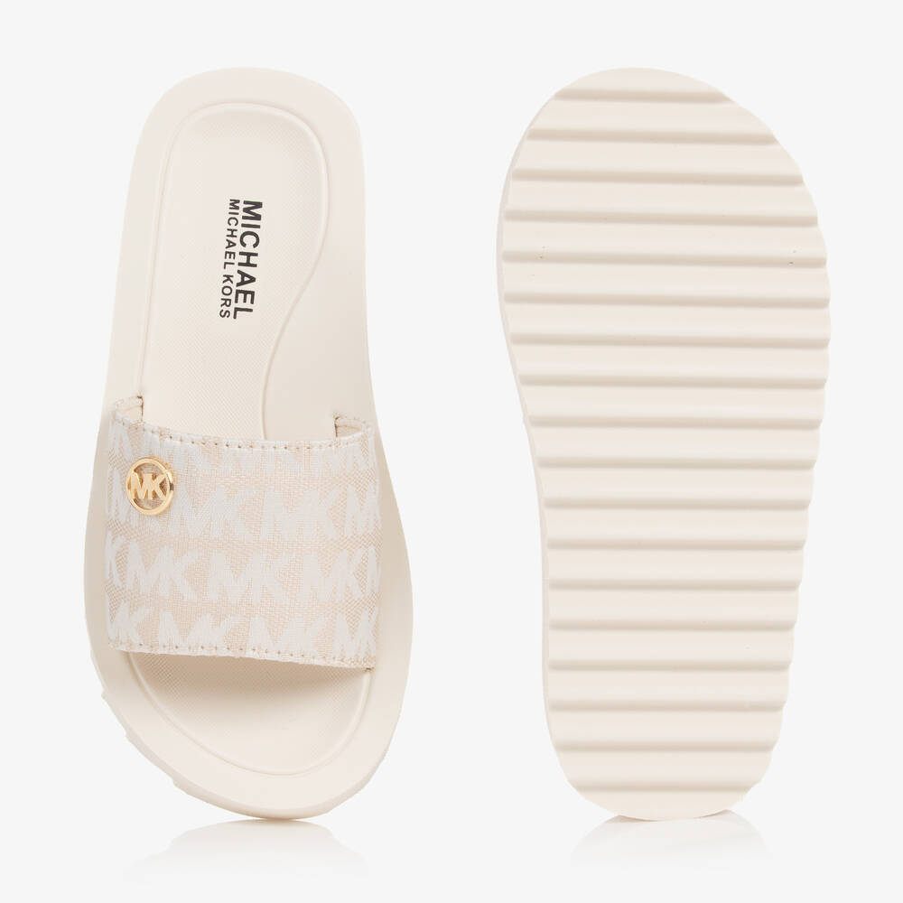 Michael kors white sliders hotsell