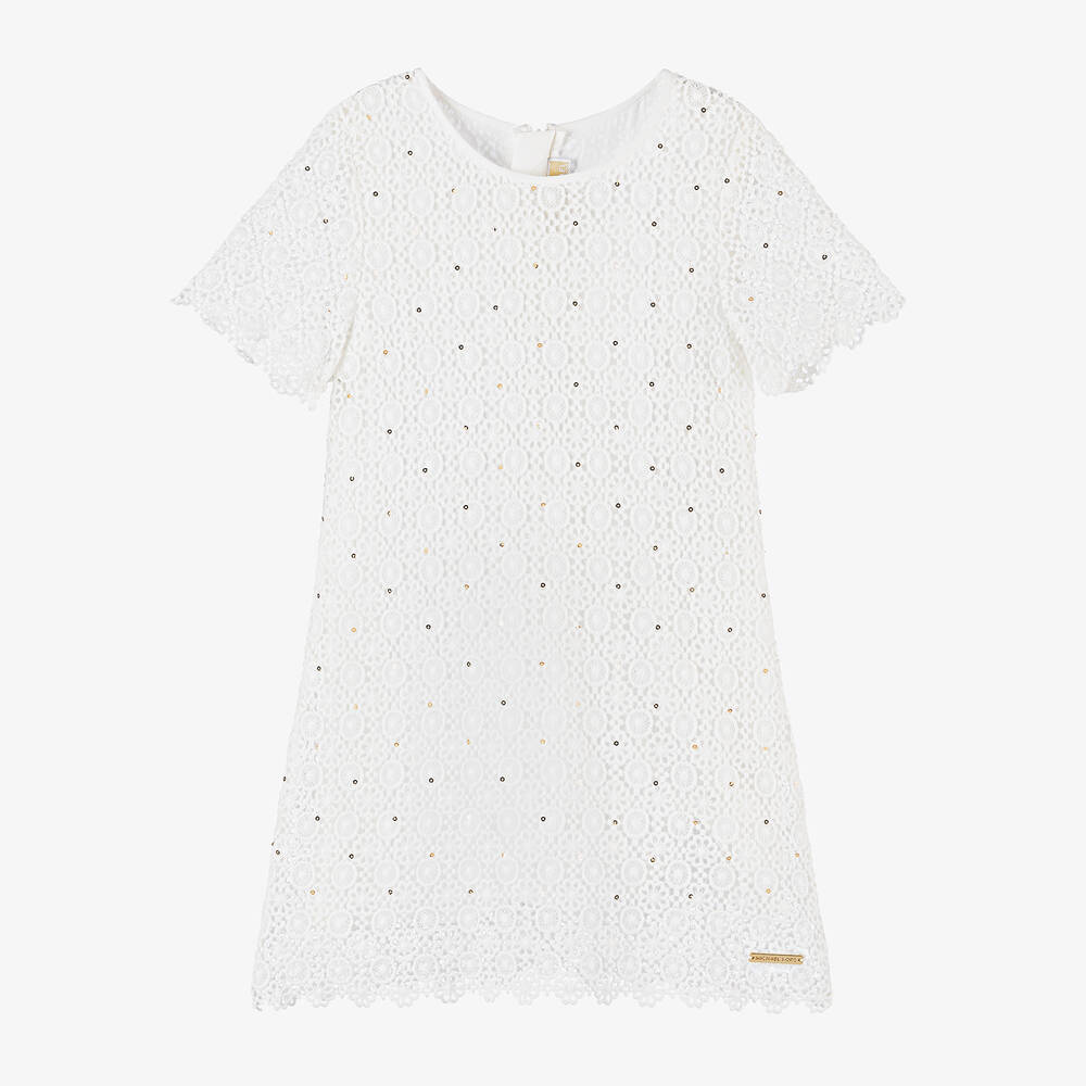 Michael Kors Kids-Girls Ivory Cotton Guipure Lace Dress | Childrensalon Outlet