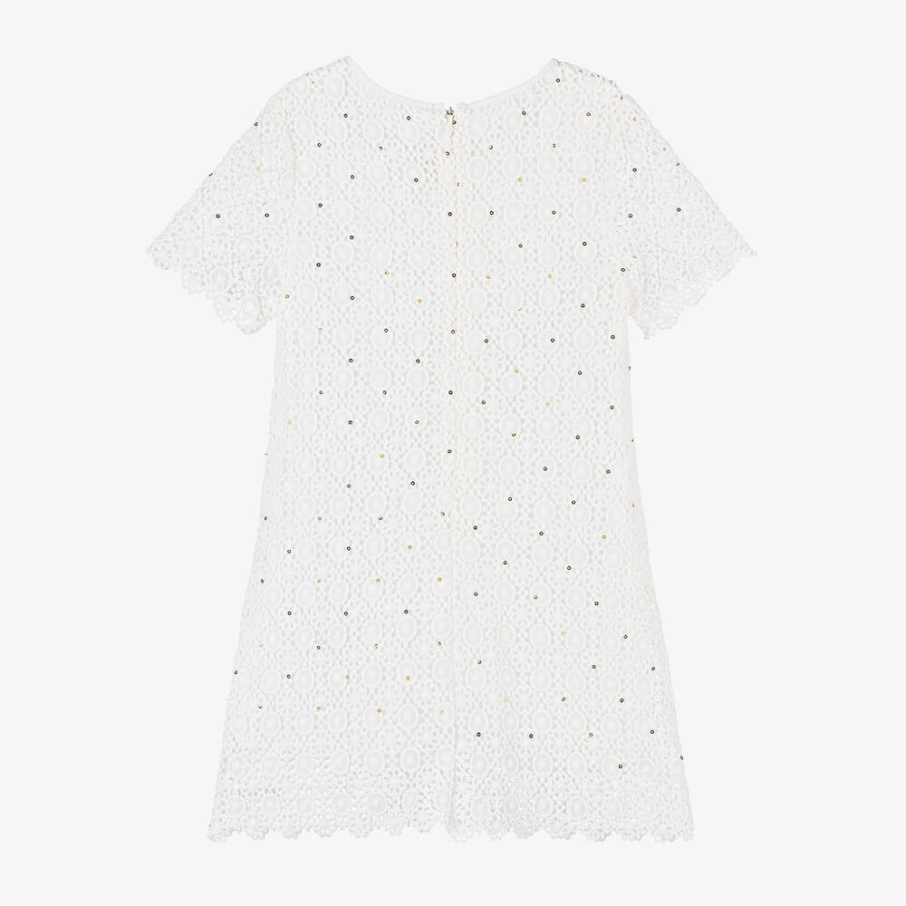 Michael Kors Kids-Girls Ivory Cotton Guipure Lace Dress | Childrensalon Outlet