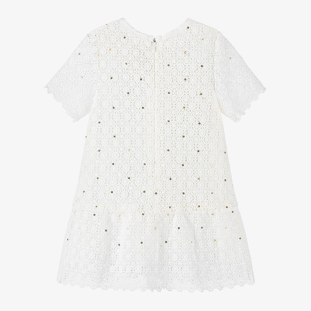Michael Kors Kids-Girls Ivory Cotton Lace Dress | Childrensalon Outlet