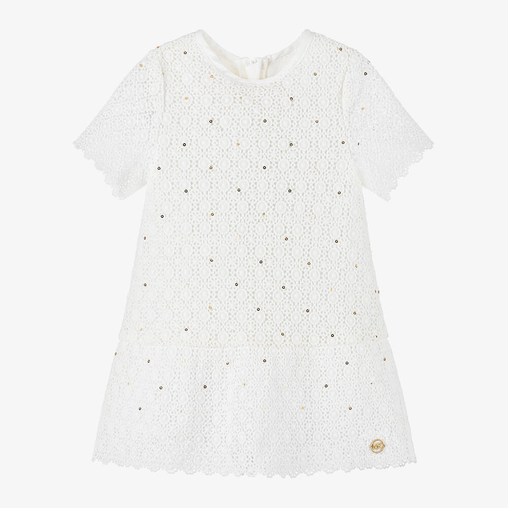 Michael Kors Kids Girls Ivory Cotton Lace Dress Childrensalon Outlet
