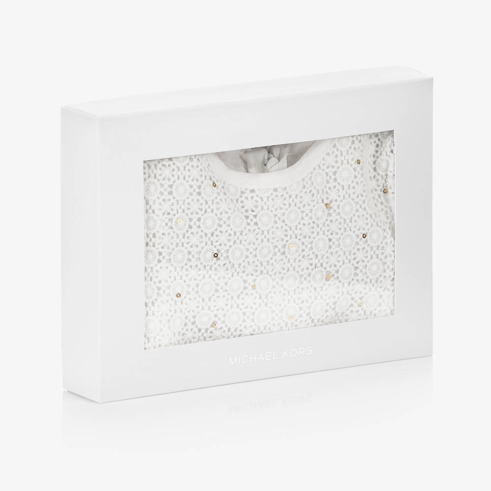 Michael Kors Kids - Girls Ivory Cotton Lace Dress