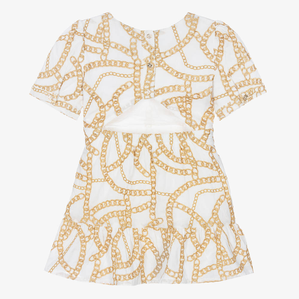 Michael Kors Kids-فستان قطن لون عاجي وذهبي | Childrensalon Outlet