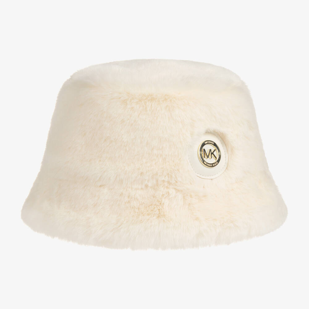 Michael Kors Kids - Bonnet ivoire fausse fourrure fille | Childrensalon