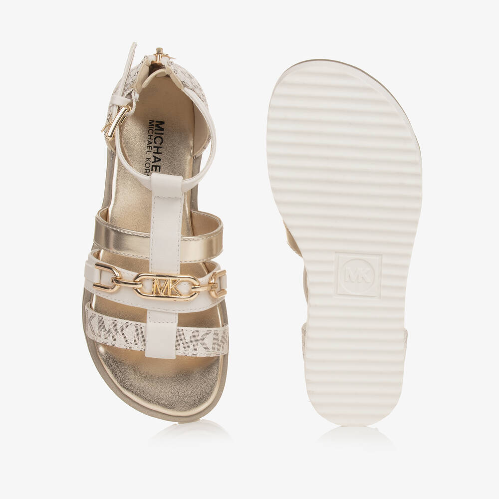 Michael Kors Kids-Girls Ivory Faux Leather Sandals | Childrensalon Outlet