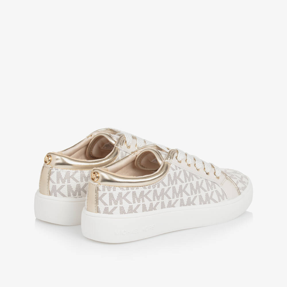 Michael Kors Kids-Girls Ivory & Gold Sneakers | Childrensalon Outlet