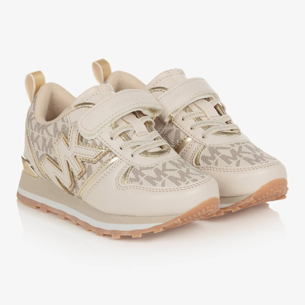 Michael Kors Kids - Klett-Sneakers in Elfenbein & Gold  | Childrensalon