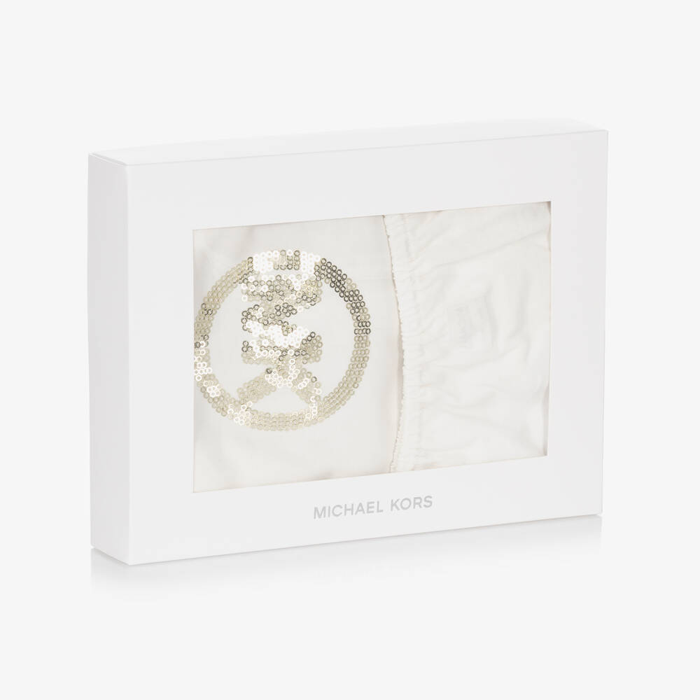 Michael Kors Kids-Girls Ivory Jersey & Gold Sequin Dress | Childrensalon Outlet