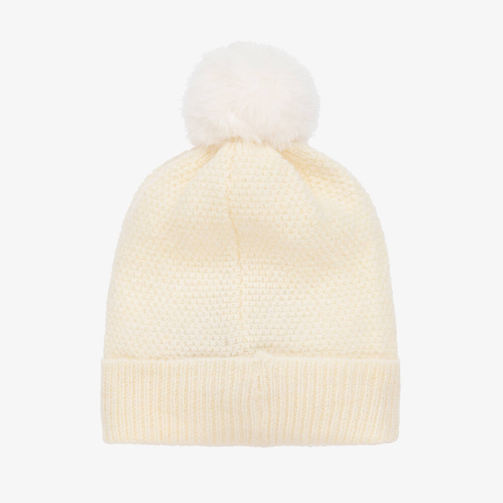 Michael Kors Kids Bonnet ivoire en maille pompon