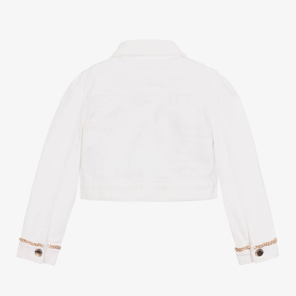 Michael Kors Kids Girls Ivory Logo Denim Jacket Childrensalon