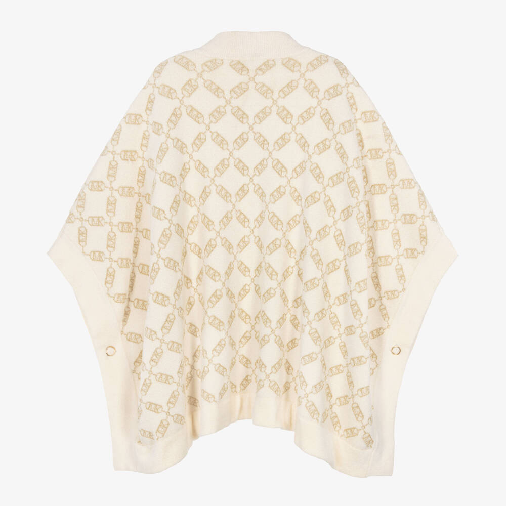 Michael Kors Kids-Girls Ivory Logo Knit Cape | Childrensalon Outlet