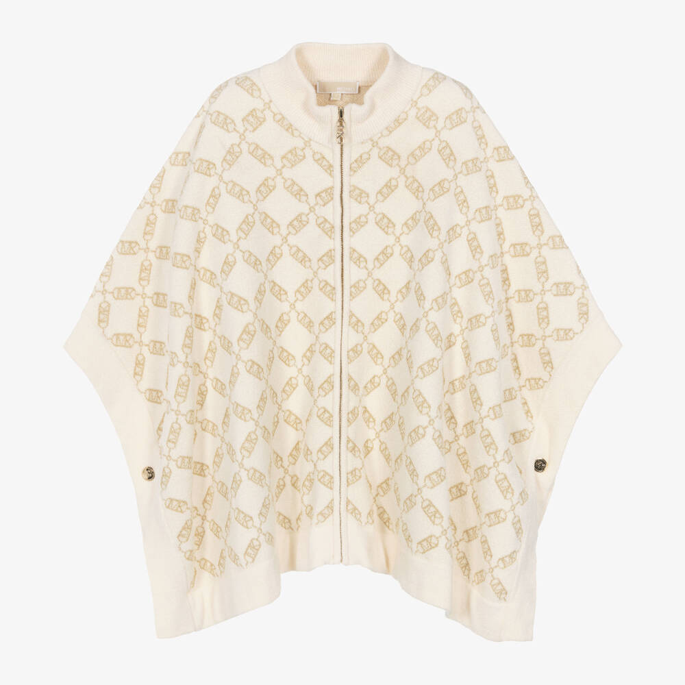 Michael Kors Kids-Girls Ivory Logo Knit Cape | Childrensalon Outlet