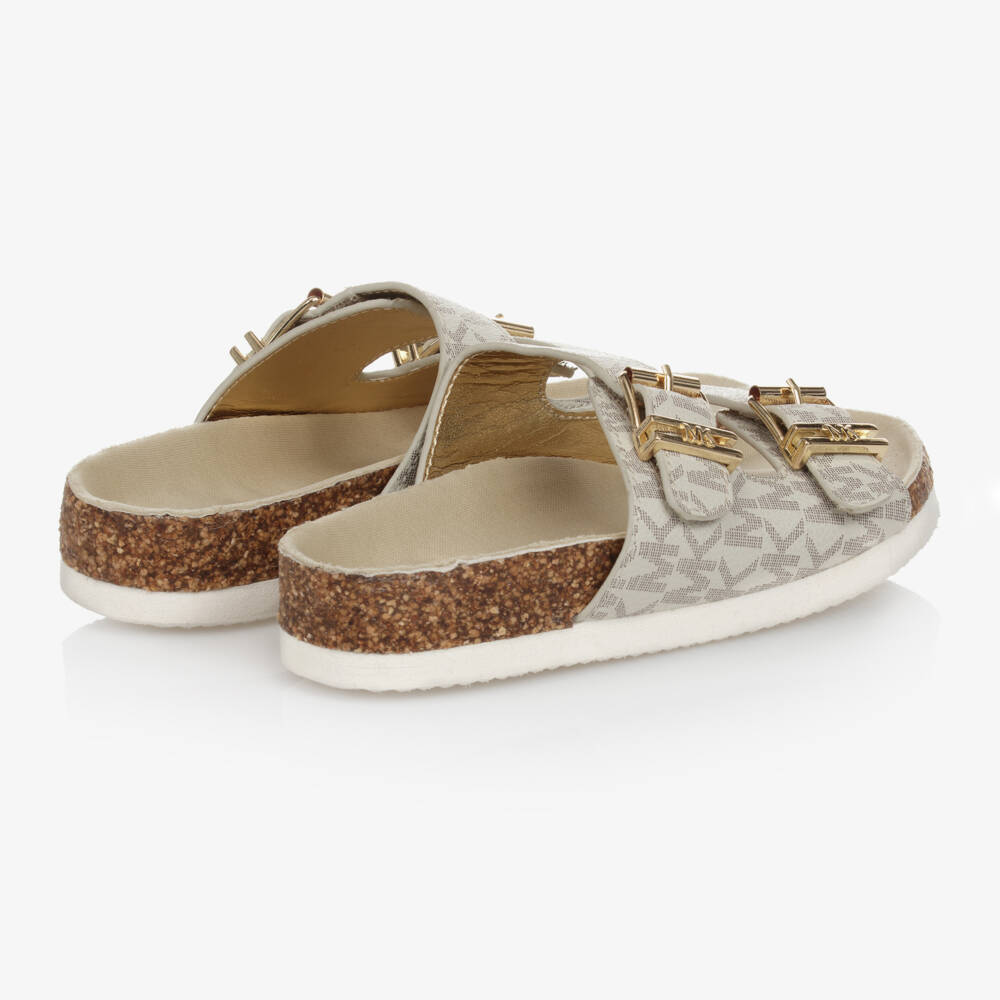 Michael Kors Kids-Girls Ivory Logo Sliders | Childrensalon Outlet