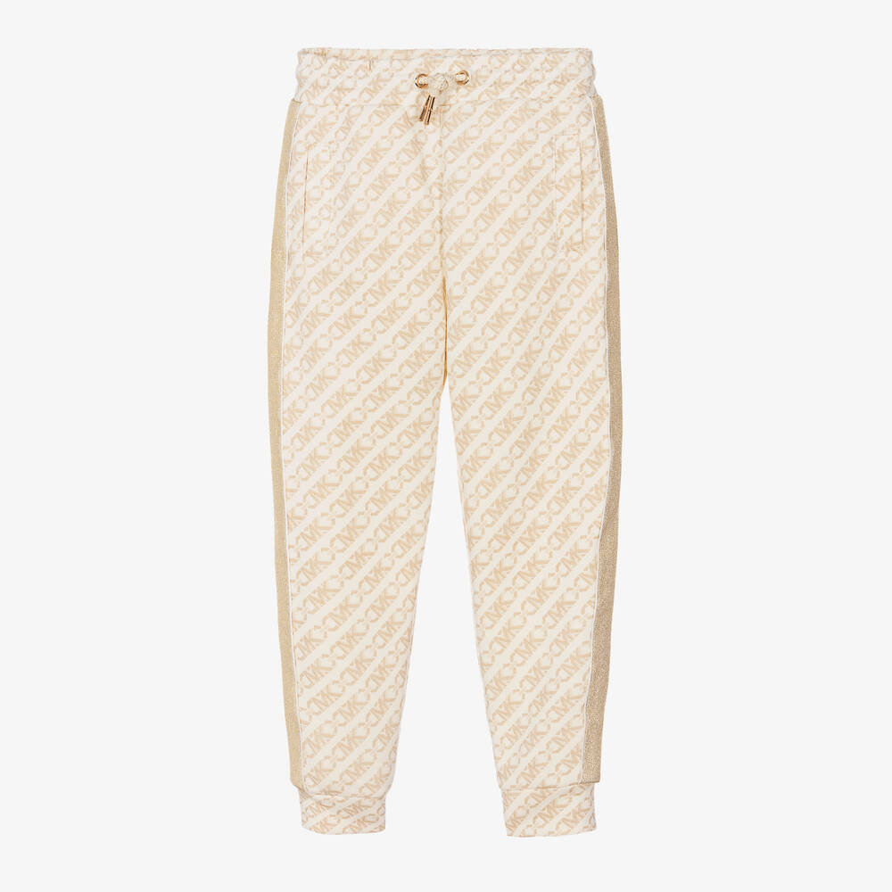 Michael Kors Kids-Girls Ivory MK Empire Print Joggers | Childrensalon Outlet