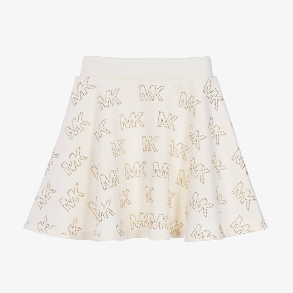 Michael Kors Kids-Girls Ivory Monogram Skater Skirt | Childrensalon Outlet