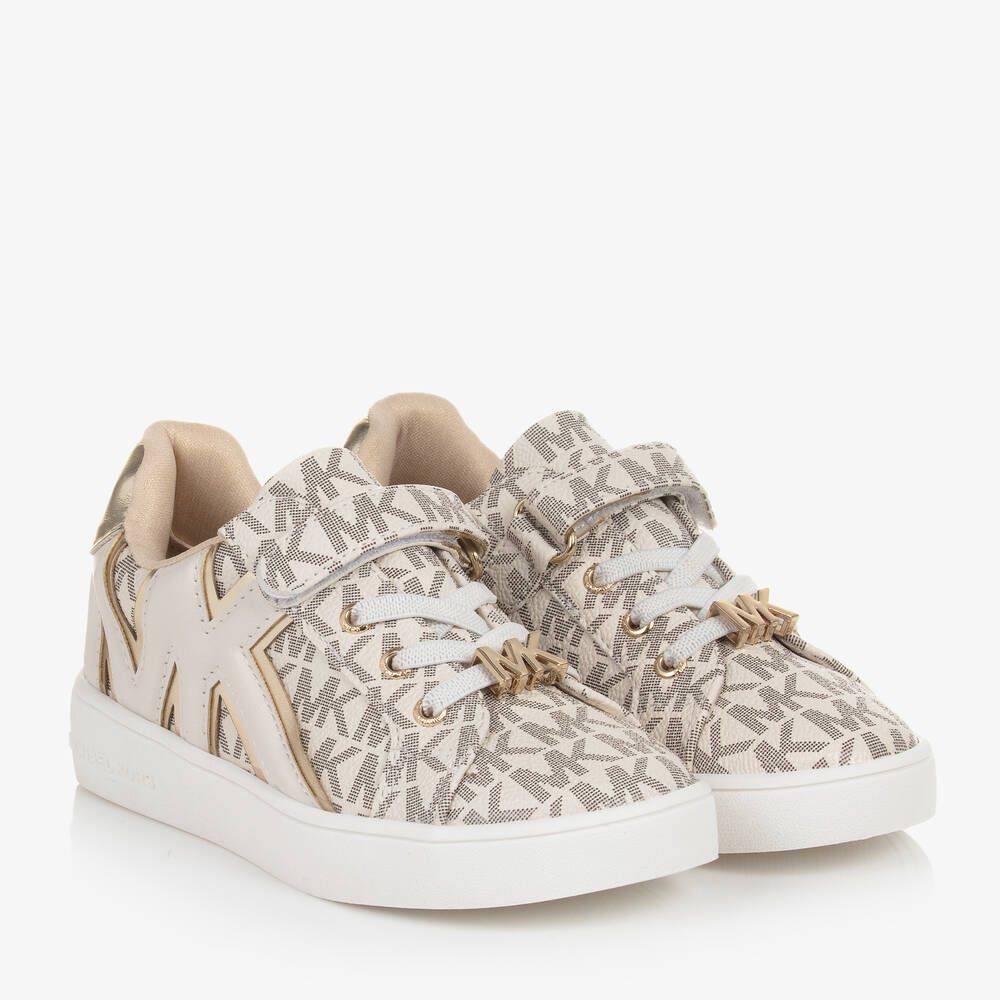 Michael Kors Kids - Elfenbeinfarbene Monogramm-Sneaker für Mädchen | Childrensalon