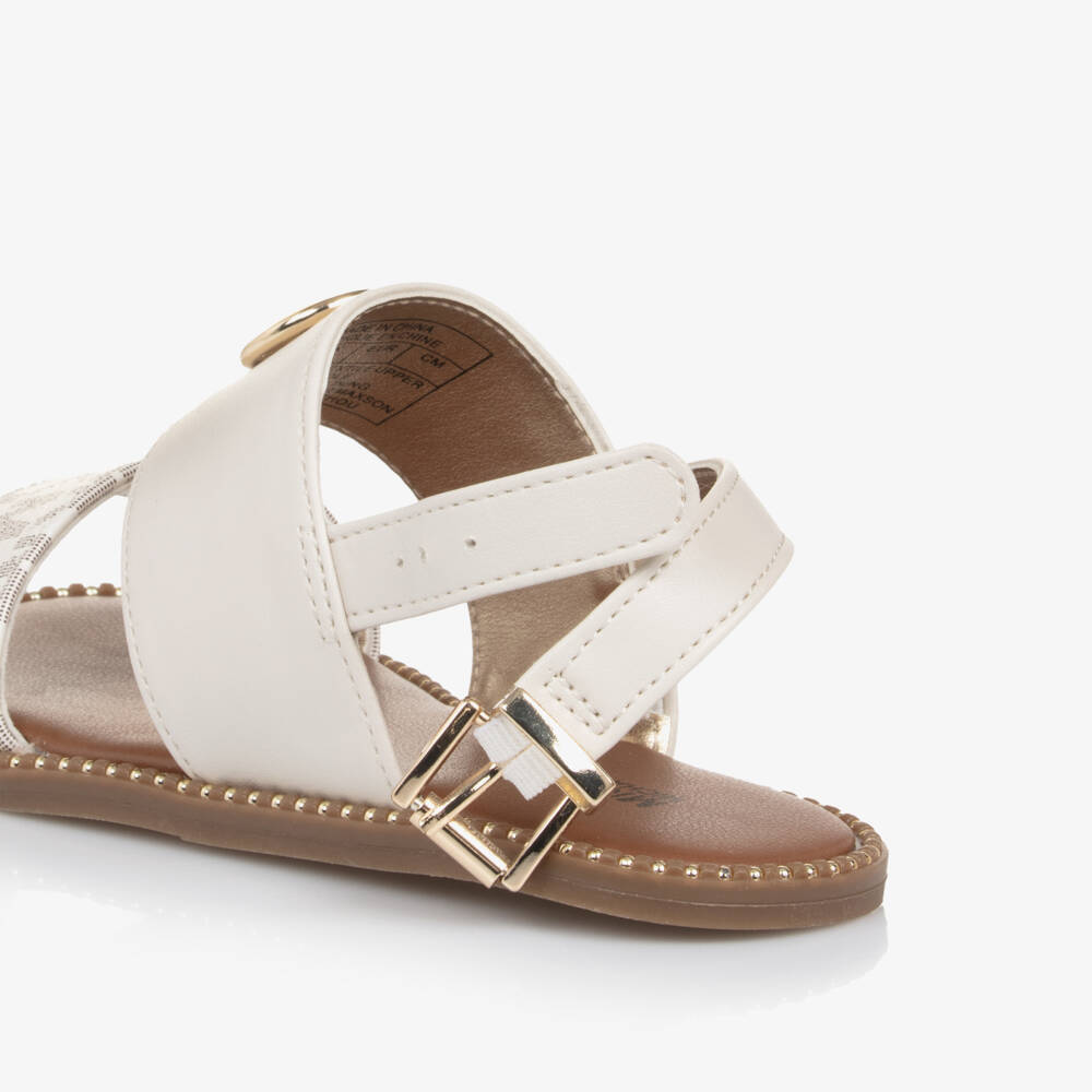 Michael Kors Kids-Girls Ivory Patterned Strap Sandals | Childrensalon Outlet