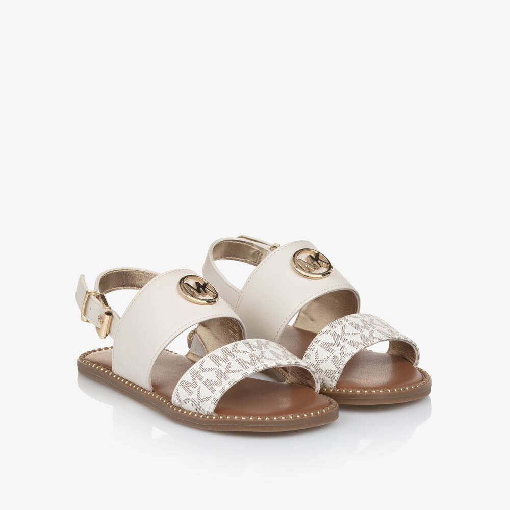 Michael Kors Kids-Girls Ivory Patterned Strap Sandals | Childrensalon Outlet
