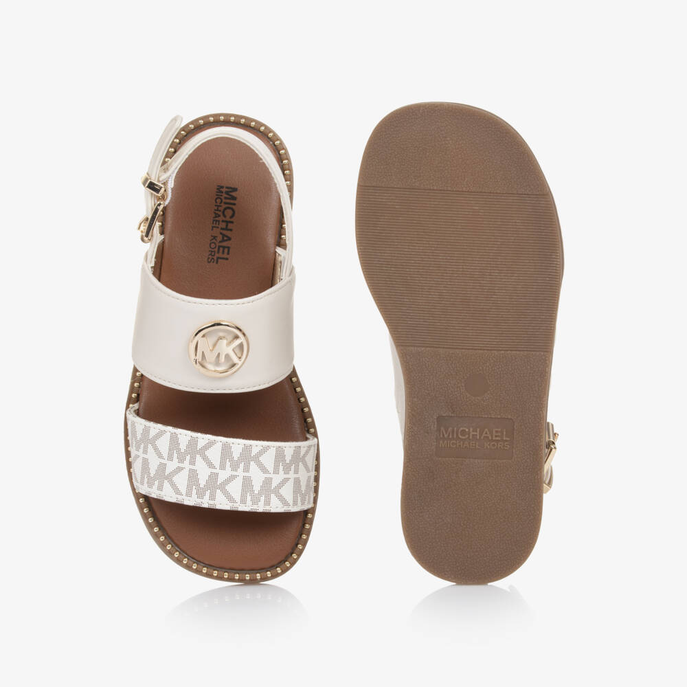 Michael Kors Kids-Girls Ivory Patterned Strap Sandals | Childrensalon Outlet