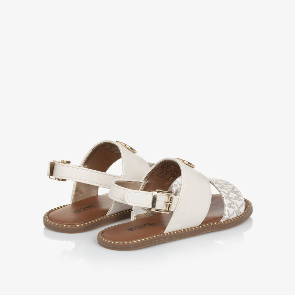 Michael Kors Kids-Girls Ivory Patterned Strap Sandals | Childrensalon Outlet