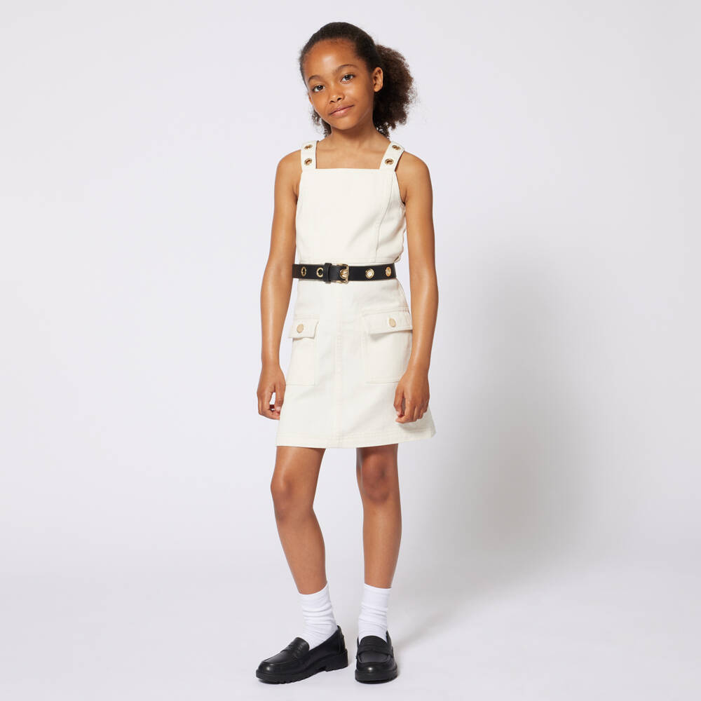 Michael Kors Kids-Girls Ivory Strappy Cotton Dress | Childrensalon Outlet