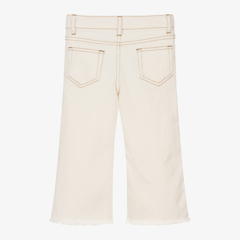 Michael Kors Kids-Girls Ivory Wide Leg Denim Jeans | Childrensalon Outlet
