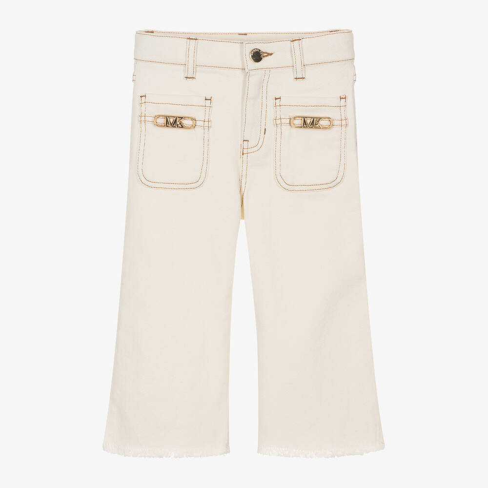 Michael Kors Kids-Girls Ivory Wide Leg Denim Jeans | Childrensalon Outlet