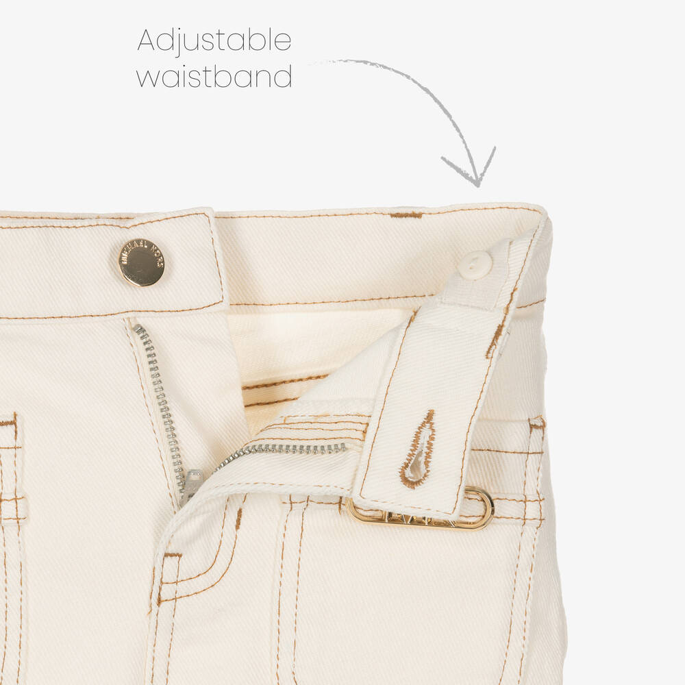 Michael Kors Kids-Girls Ivory Wide Leg Denim Jeans | Childrensalon Outlet