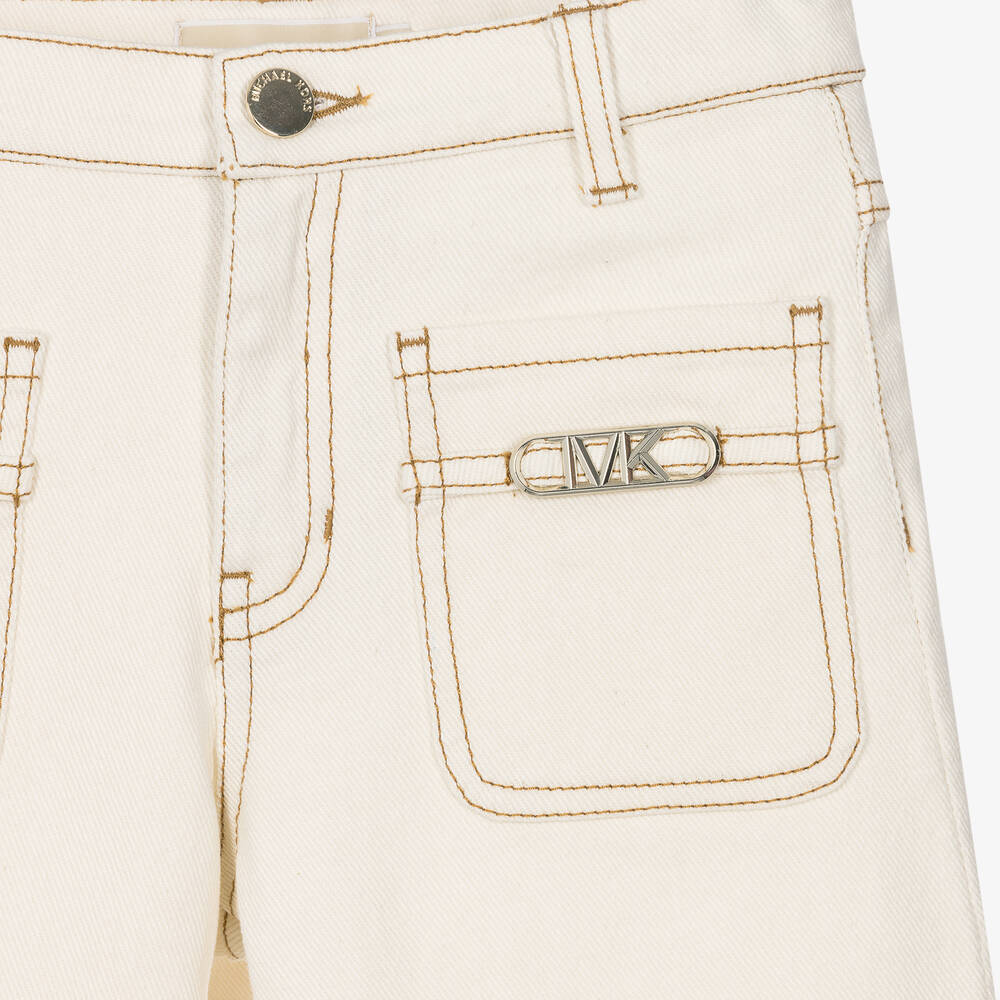 Michael Kors Kids-Girls Ivory Wide Leg Denim Jeans | Childrensalon Outlet