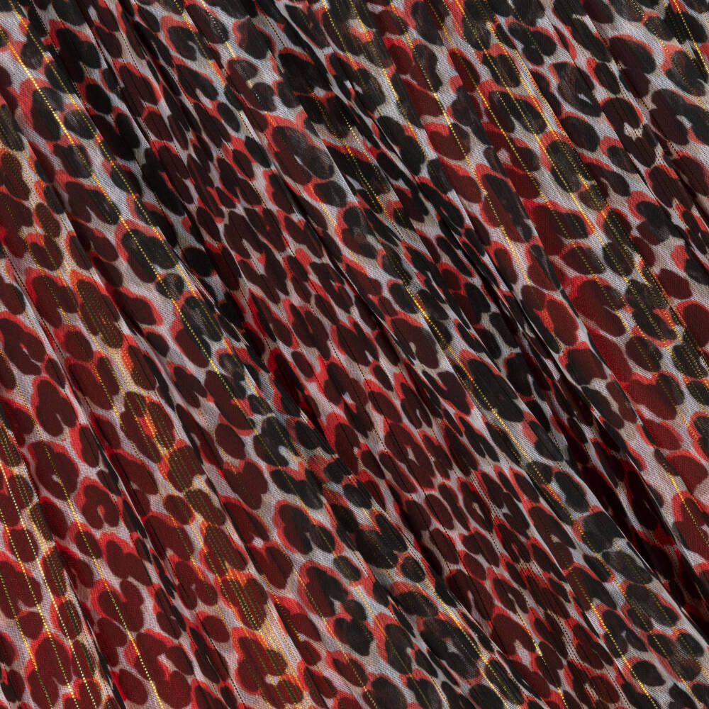 مايكل كورس كيدز-تنورة بطبعة فهد شيفون لون أحمر وأسود | Childrensalon Outlet