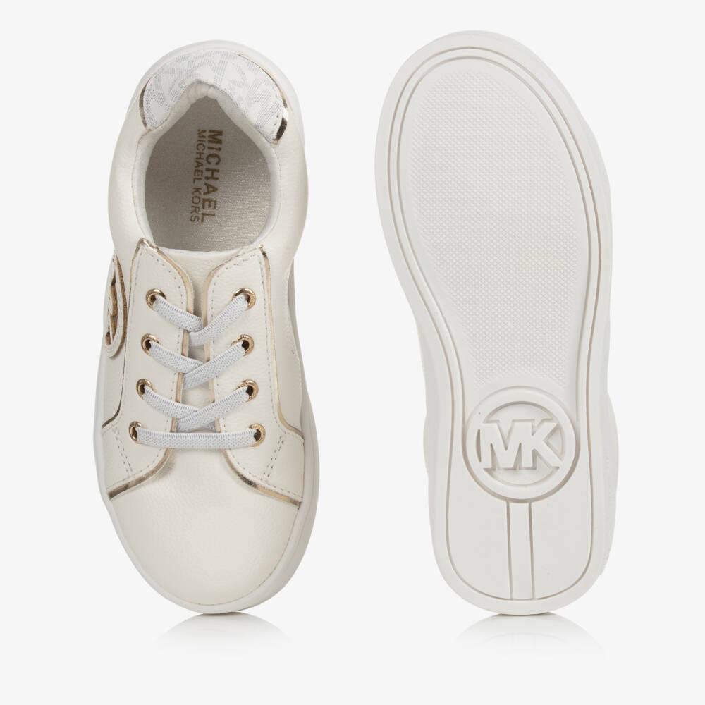 Michael Kors Kids-Girls Metallic Accent White Sneakers | Childrensalon Outlet